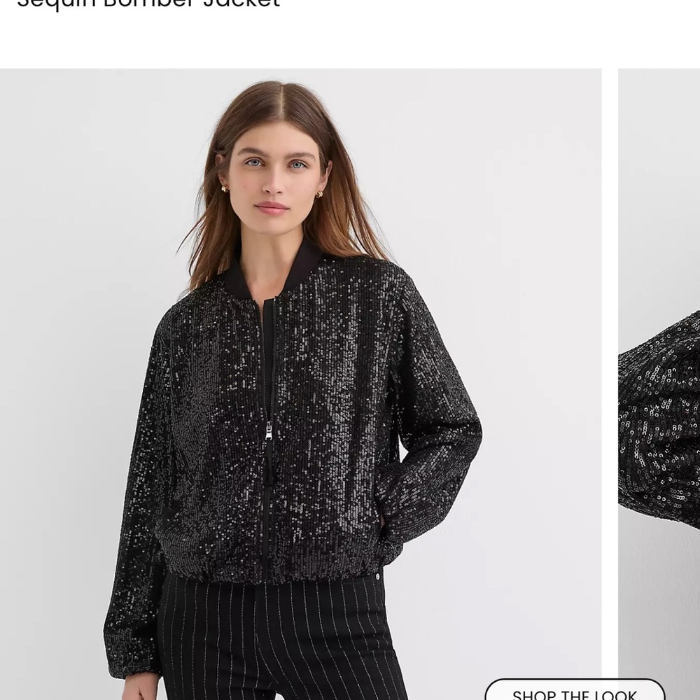LOFT Black Sequin Bomber Jacket